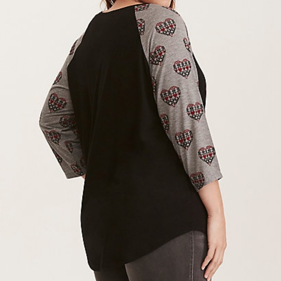 Fair Isle Heart Print Raglan Tee - Picture 3 of 4